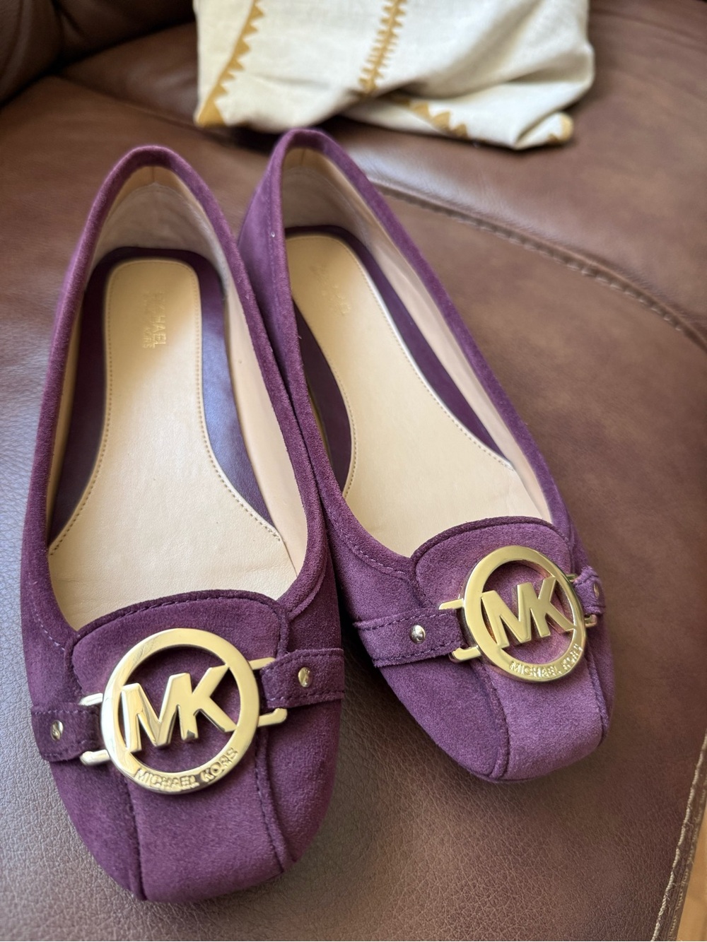 These are Michael Kors Fulton Moc suede flats